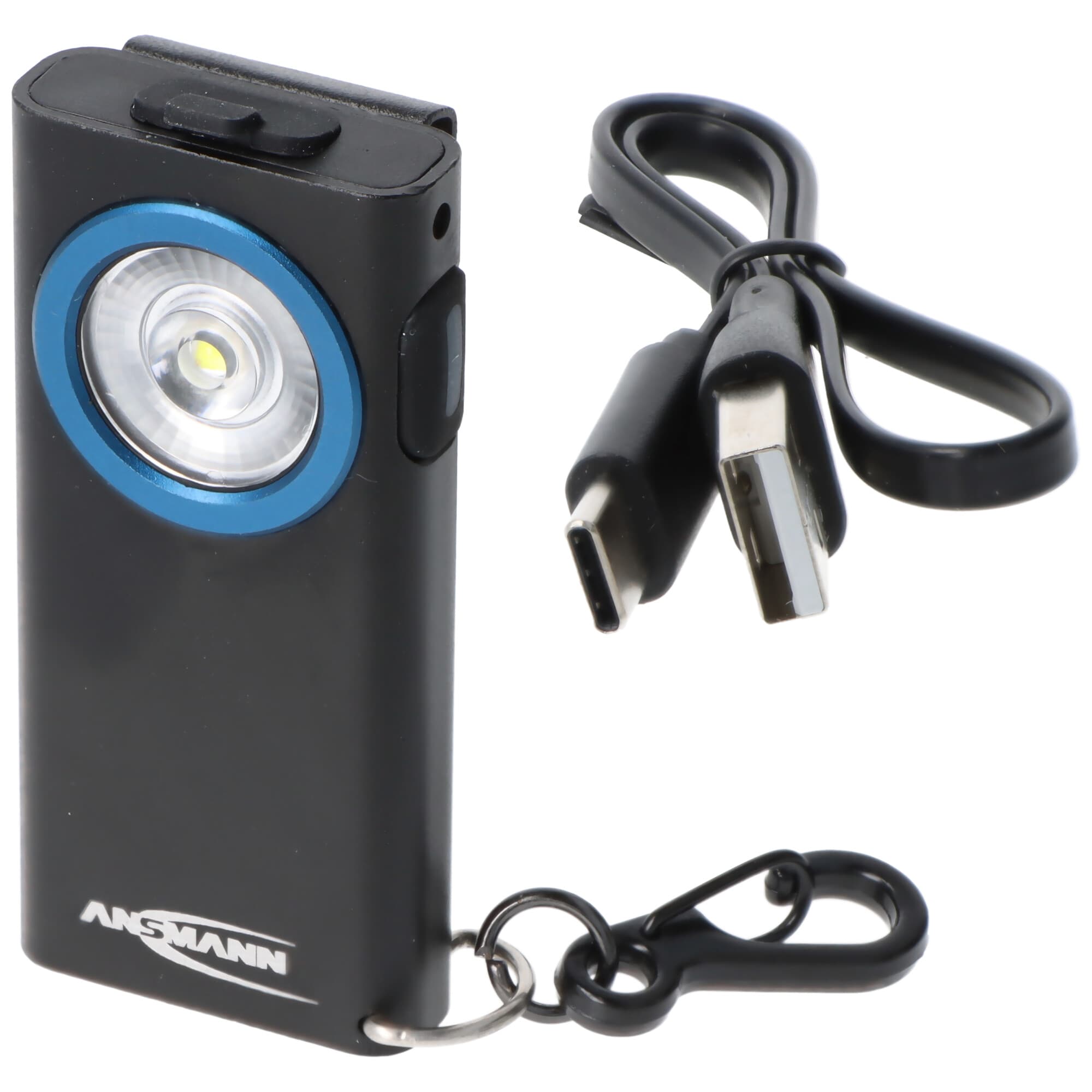 Mini lampe ML400R avec 4 fonctions lumineuses, mini mousqueton, clip et aimant, rechargeable via USB-C