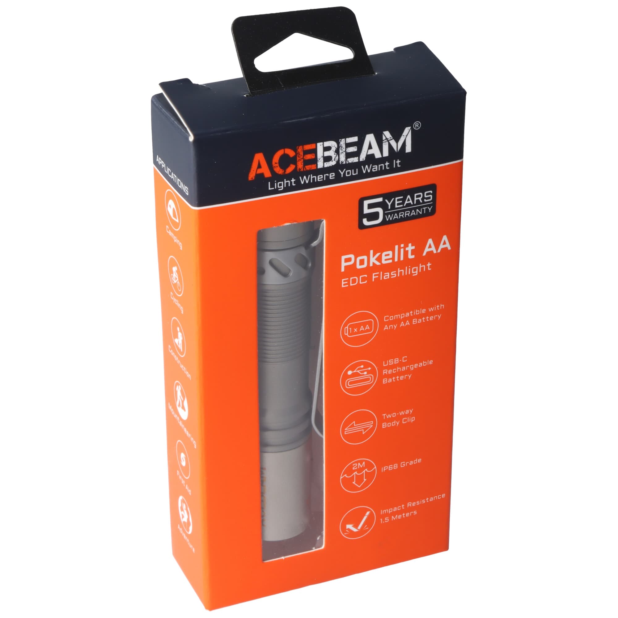 AceBeam Pokelit AA, édition 10e anniversaire, 500 lumens, édition limitée, avec 10e gravure