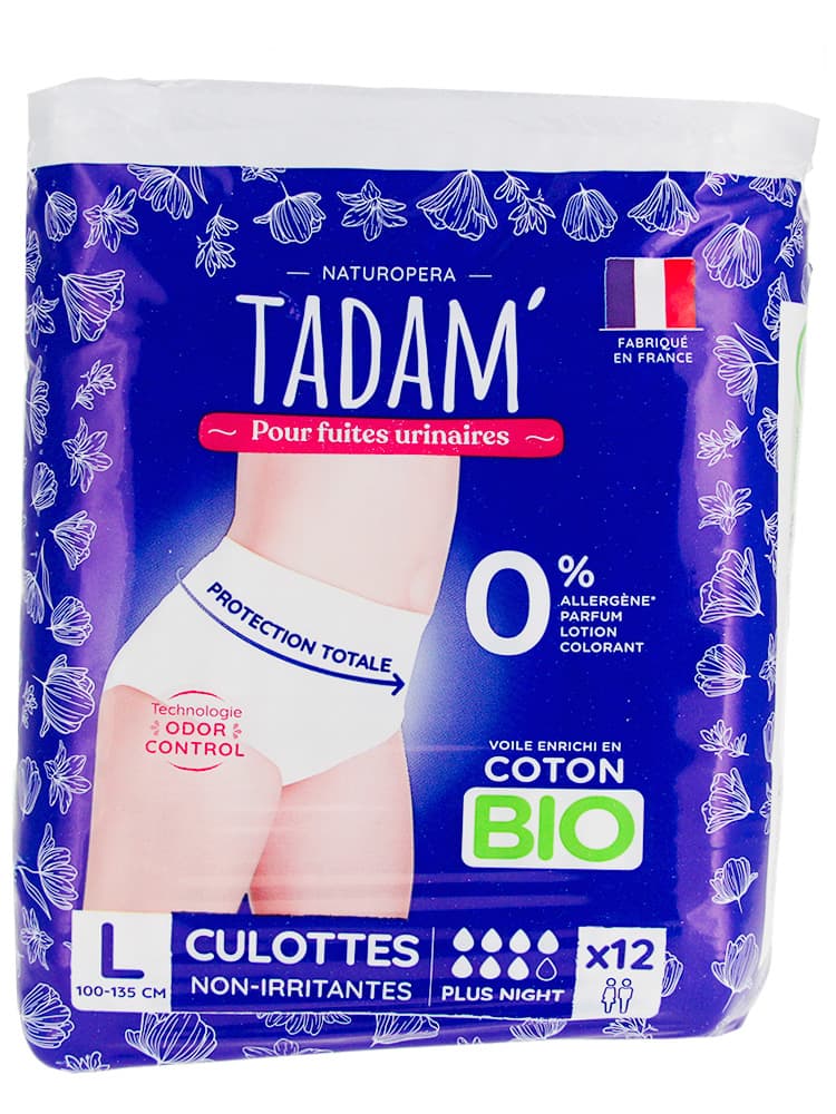 Tadam' Culottes pour Fuites Urinaires Plus Nuit 12 Unités - Taille : Taille L